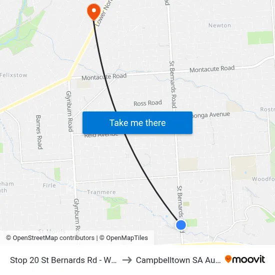 Stop 20 St Bernards Rd - West side to Campbelltown SA Australia map