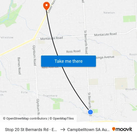 Stop 20 St Bernards Rd - East side to Campbelltown SA Australia map