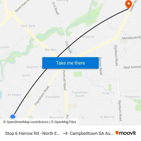 Stop 6 Harrow Rd - North East side to Campbelltown SA Australia map