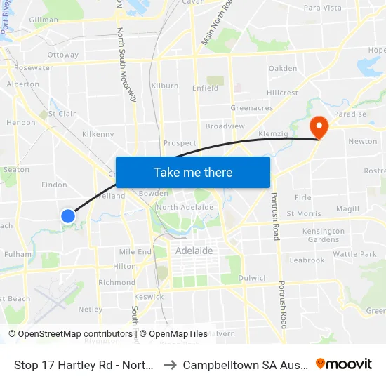 Stop 17 Hartley Rd - North side to Campbelltown SA Australia map