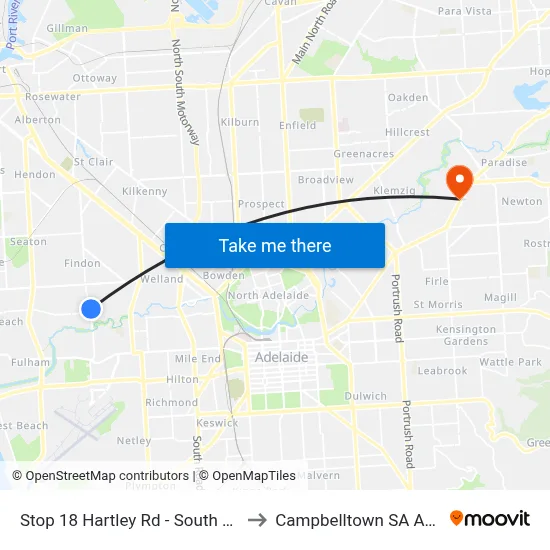 Stop 18 Hartley Rd - South East side to Campbelltown SA Australia map
