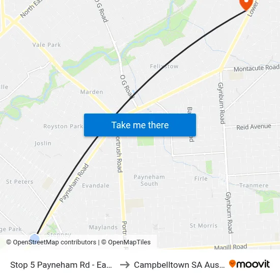 Stop 5 Payneham Rd - East side to Campbelltown SA Australia map