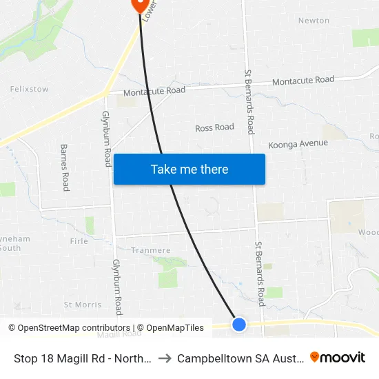 Stop 18 Magill Rd - North side to Campbelltown SA Australia map