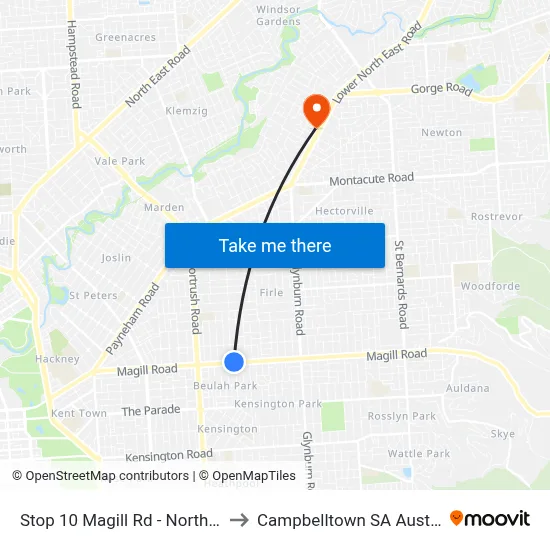 Stop 10 Magill Rd - North side to Campbelltown SA Australia map