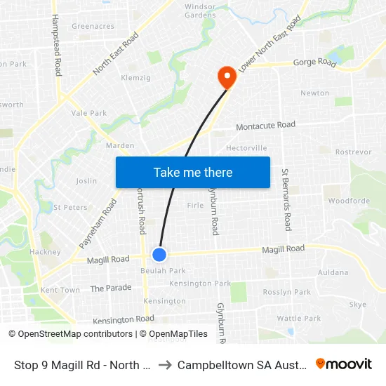 Stop 9 Magill Rd - North side to Campbelltown SA Australia map