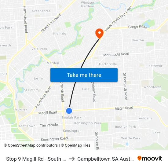 Stop 9 Magill Rd - South side to Campbelltown SA Australia map