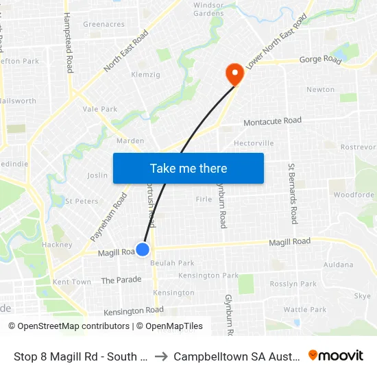 Stop 8 Magill Rd - South side to Campbelltown SA Australia map
