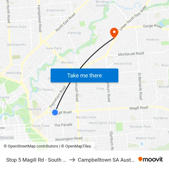 Stop 5 Magill Rd - South side to Campbelltown SA Australia map