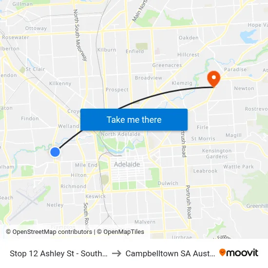 Stop 12 Ashley St - South side to Campbelltown SA Australia map