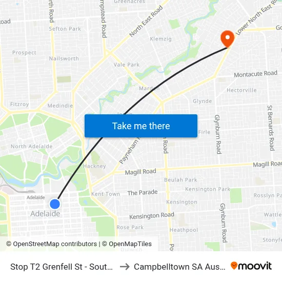 Stop T2 Grenfell St - South side to Campbelltown SA Australia map