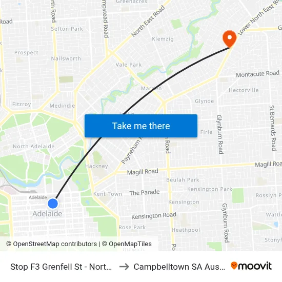 Stop F3 Grenfell St - North side to Campbelltown SA Australia map