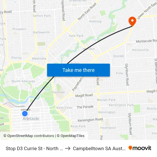 Stop D3 Currie St - North side to Campbelltown SA Australia map