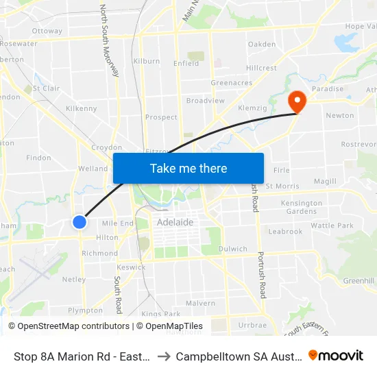 Stop 8A Marion Rd - East side to Campbelltown SA Australia map