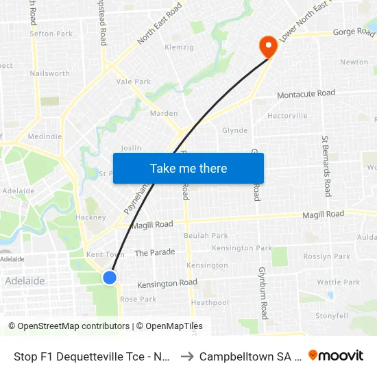 Stop F1 Dequetteville Tce - North East side to Campbelltown SA Australia map