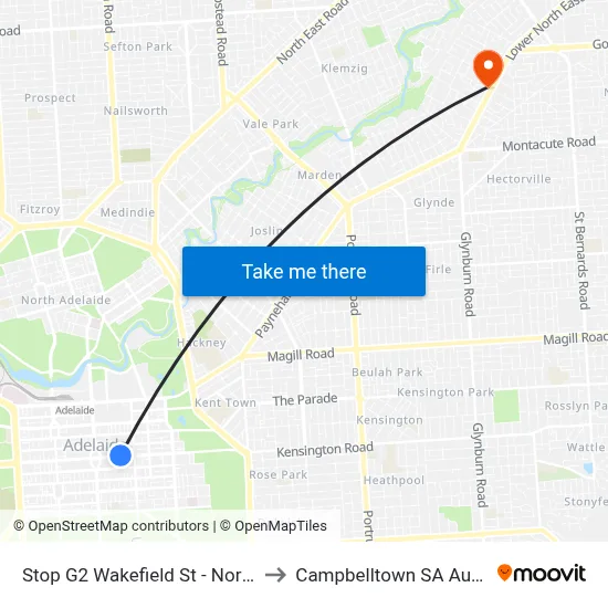 Stop G2 Wakefield St - North side to Campbelltown SA Australia map