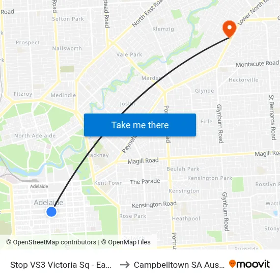 Stop VS3 Victoria Sq - East side to Campbelltown SA Australia map