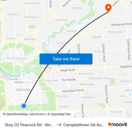 Stop O2 Peacock Rd - West side to Campbelltown SA Australia map