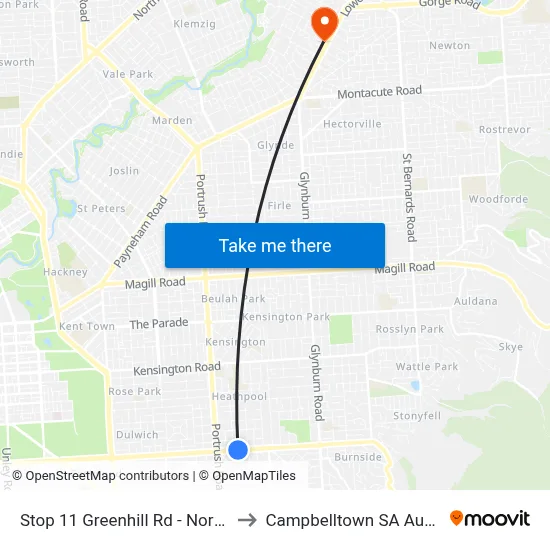 Stop 11 Greenhill Rd - North side to Campbelltown SA Australia map