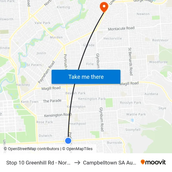 Stop 10 Greenhill Rd - North side to Campbelltown SA Australia map