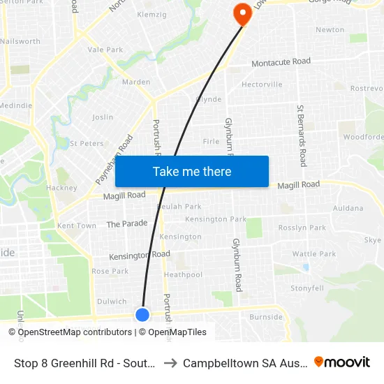 Stop 8 Greenhill Rd - South side to Campbelltown SA Australia map