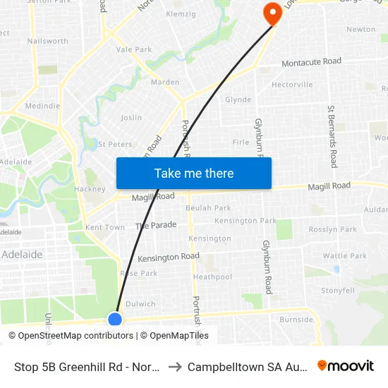 Stop 5B Greenhill Rd - North side to Campbelltown SA Australia map