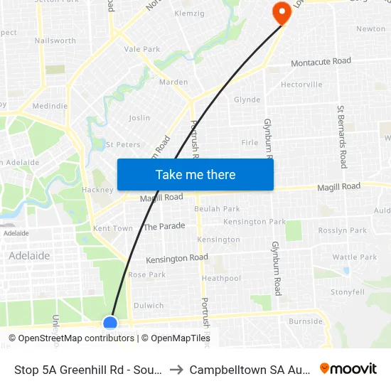 Stop 5A Greenhill Rd - South side to Campbelltown SA Australia map