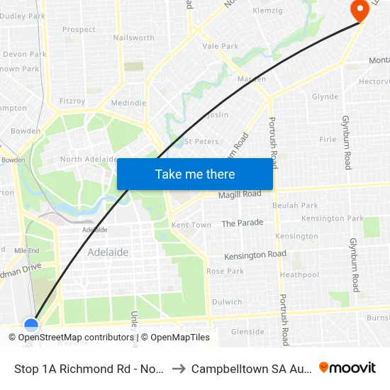 Stop 1A Richmond Rd - North side to Campbelltown SA Australia map