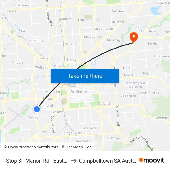 Stop 8F Marion Rd - East side to Campbelltown SA Australia map