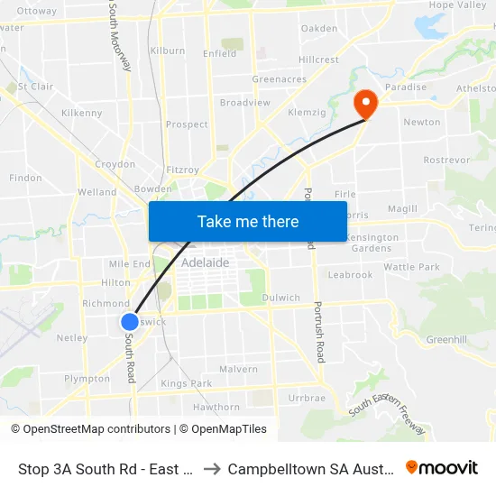 Stop 3A South Rd - East side to Campbelltown SA Australia map