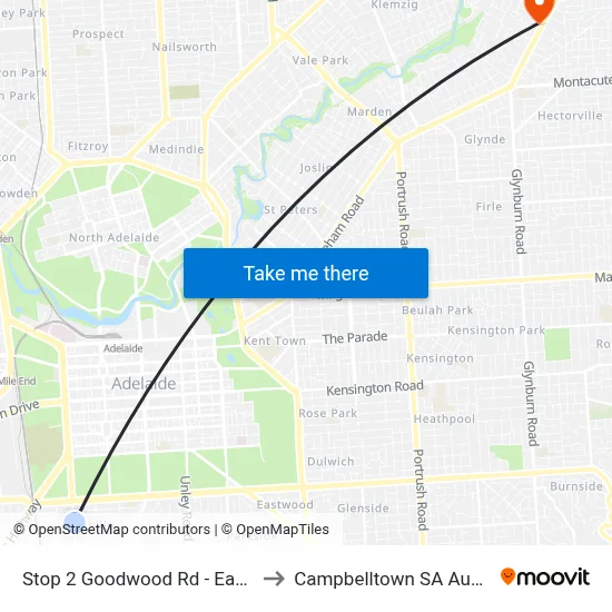 Stop 2 Goodwood Rd - East side to Campbelltown SA Australia map