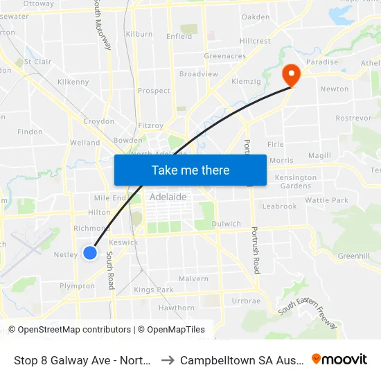 Stop 8 Galway Ave - North side to Campbelltown SA Australia map