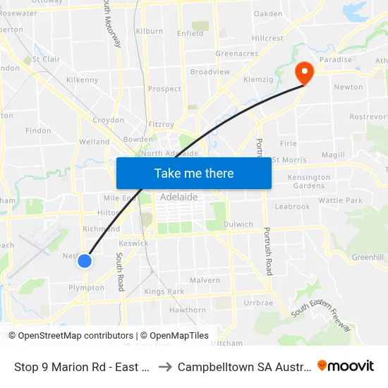 Stop 9 Marion Rd - East side to Campbelltown SA Australia map
