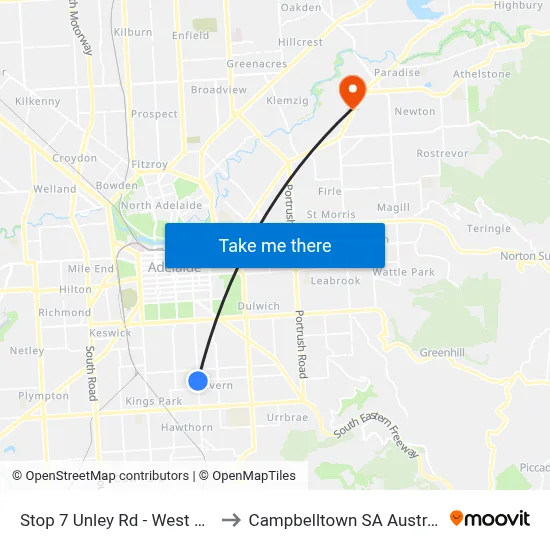 Stop 7 Unley Rd - West side to Campbelltown SA Australia map