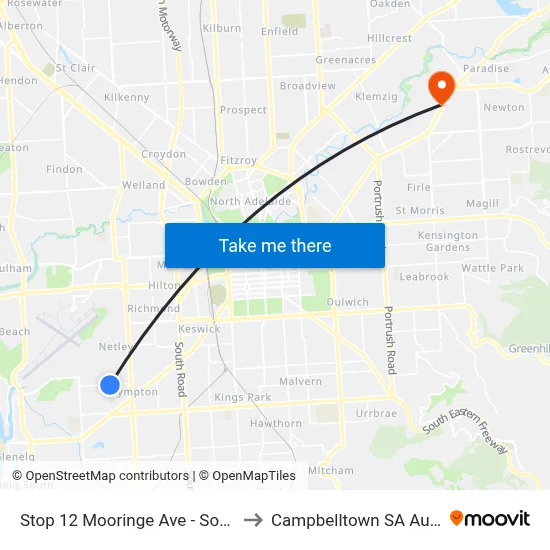 Stop 12 Mooringe Ave - South side to Campbelltown SA Australia map