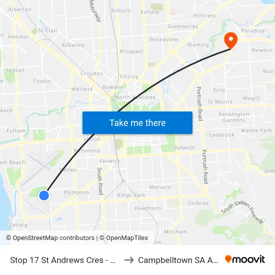 Stop 17 St Andrews Cres - West side to Campbelltown SA Australia map