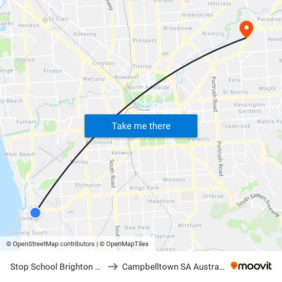 Stop School Brighton Rd to Campbelltown SA Australia map