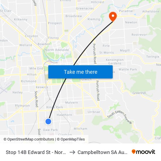 Stop 14B Edward St - North side to Campbelltown SA Australia map