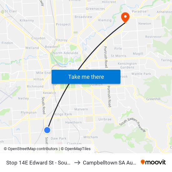 Stop 14E Edward St - South side to Campbelltown SA Australia map