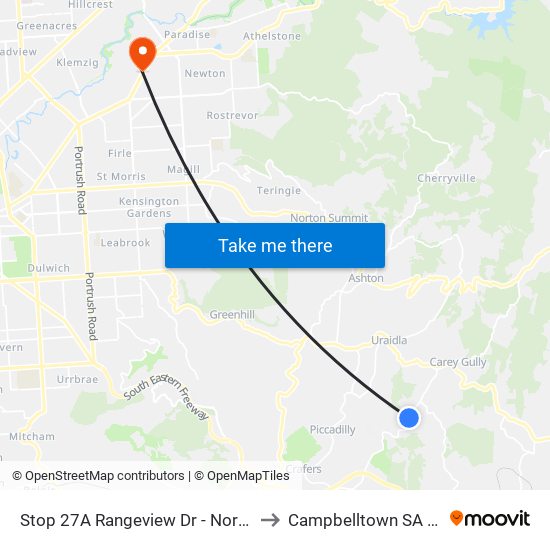 Stop 27A Rangeview Dr - North West side to Campbelltown SA Australia map