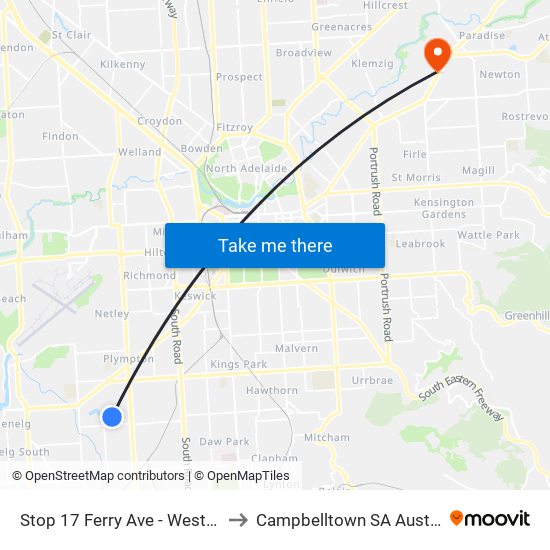 Stop 17 Ferry Ave - West side to Campbelltown SA Australia map