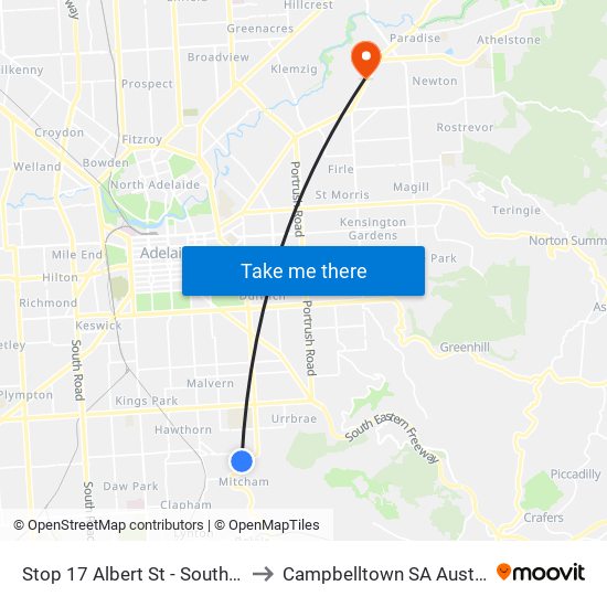 Stop 17 Albert St - South side to Campbelltown SA Australia map
