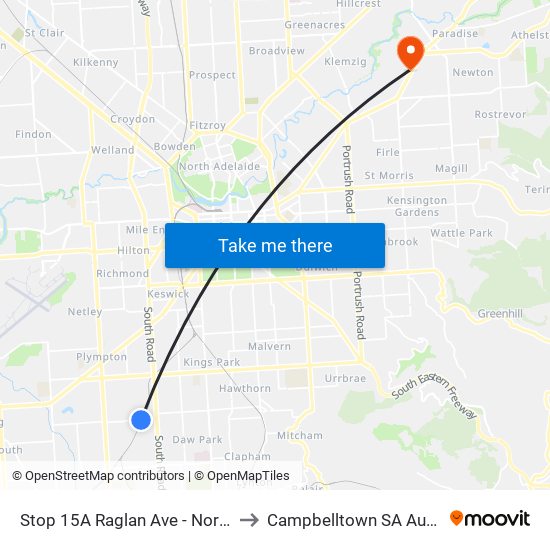 Stop 15A Raglan Ave - North side to Campbelltown SA Australia map