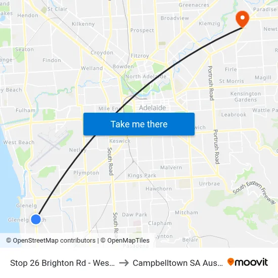 Stop 26 Brighton Rd - West side to Campbelltown SA Australia map