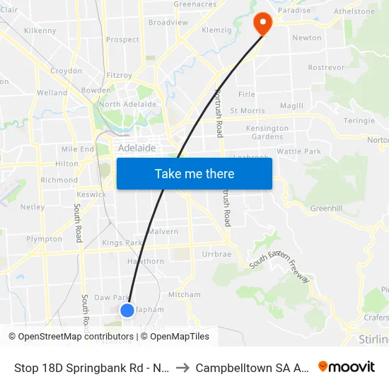 Stop 18D Springbank Rd - North side to Campbelltown SA Australia map