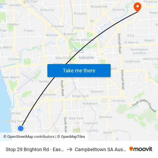 Stop 29 Brighton Rd - East side to Campbelltown SA Australia map