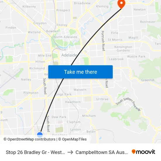 Stop 26 Bradley Gr - West side to Campbelltown SA Australia map