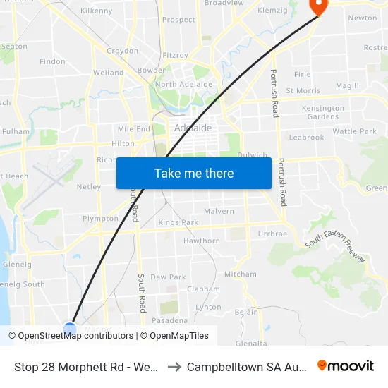 Stop 28 Morphett Rd - West side to Campbelltown SA Australia map
