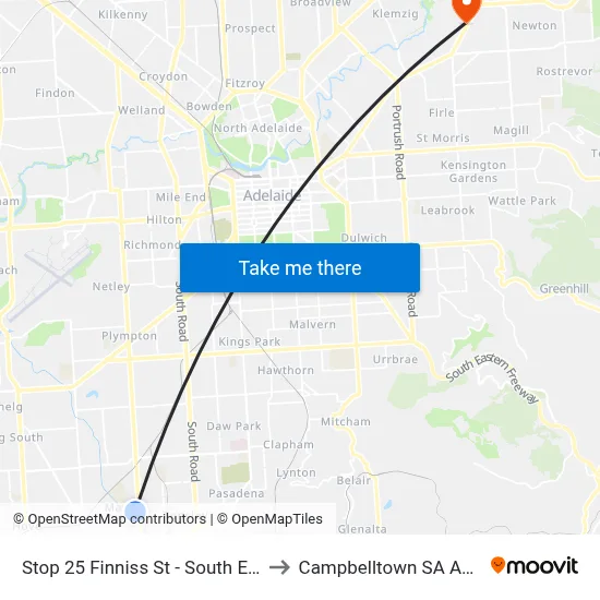 Stop 25 Finniss St - South East side to Campbelltown SA Australia map
