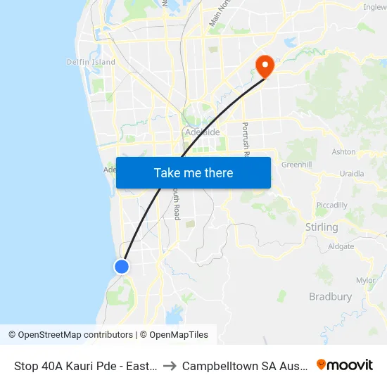 Stop 40A Kauri Pde - East side to Campbelltown SA Australia map