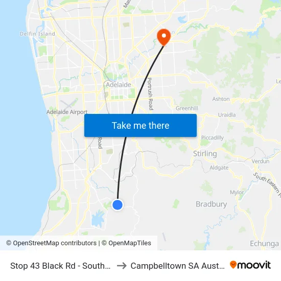 Stop 43 Black Rd - South side to Campbelltown SA Australia map
